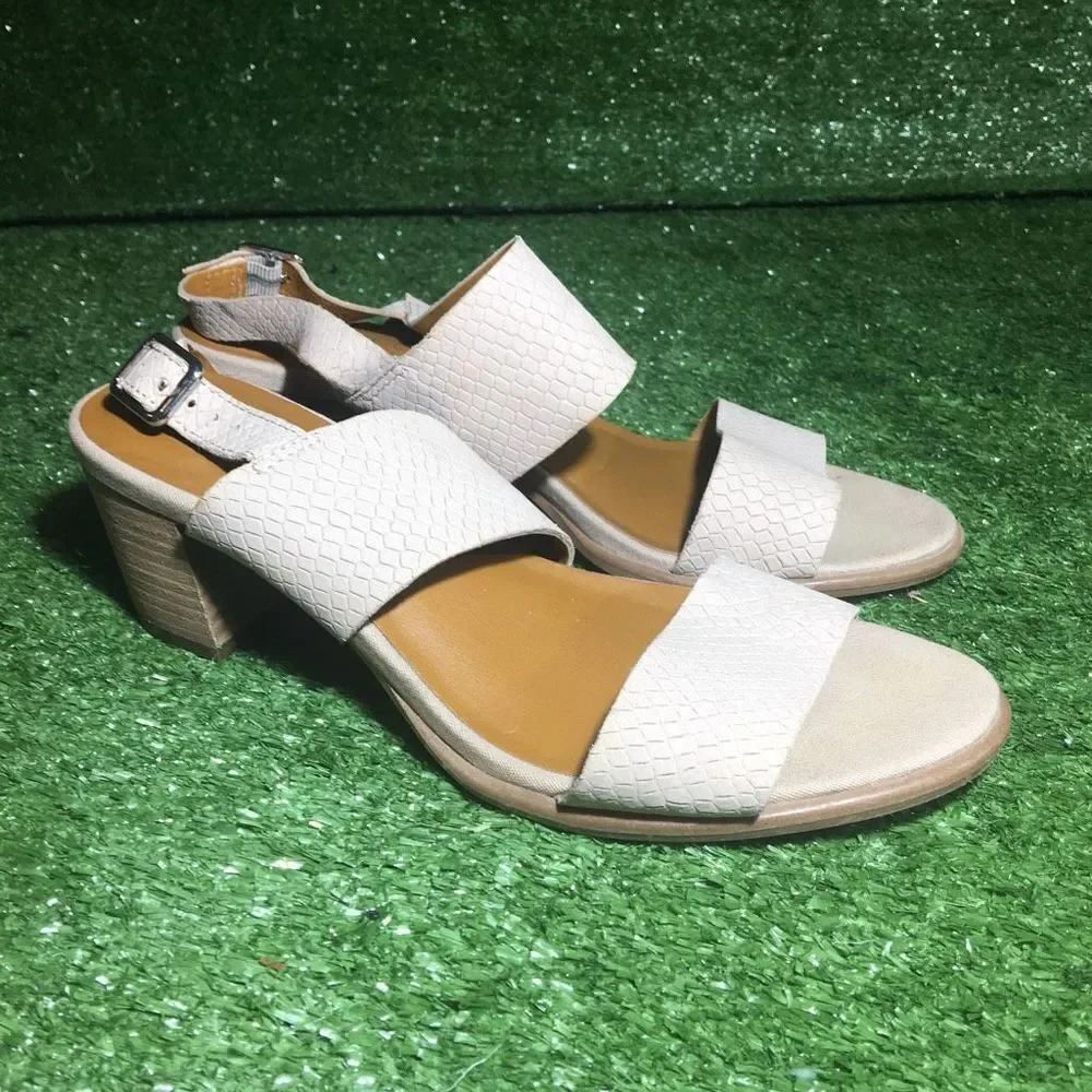 Womens Franco Sarto heels size 6.5 open toe cute trendy beige Amal cute summer